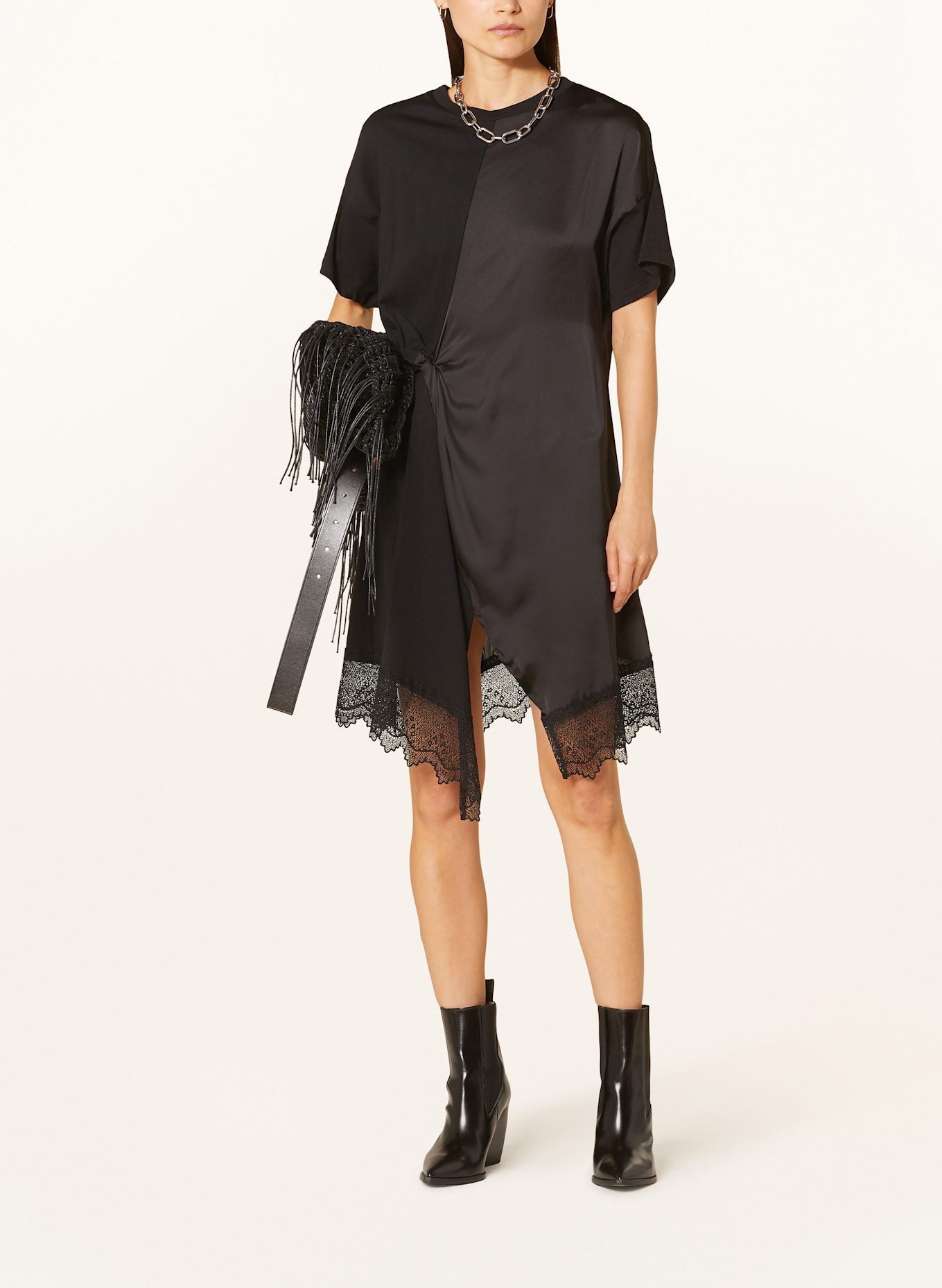 Black Twist Lace Mini Dress
