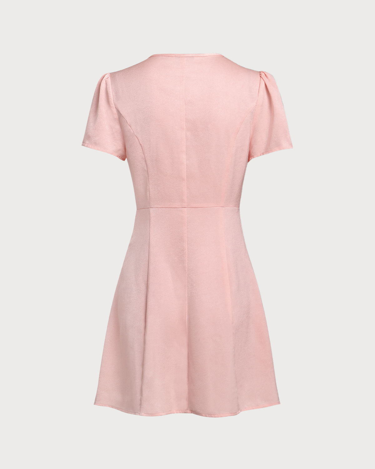 Pink V Neck Button Mini Dress