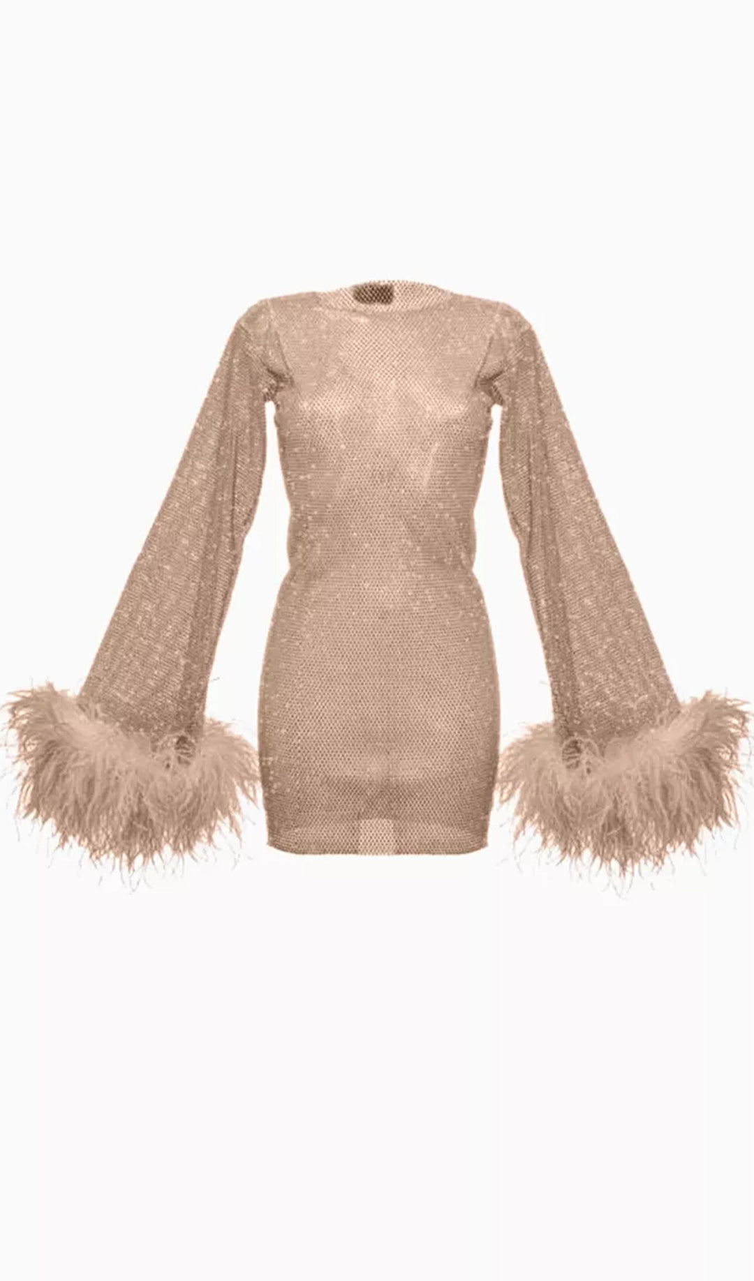 Sheer Rhinestone Mini Dress - Celestia Couture