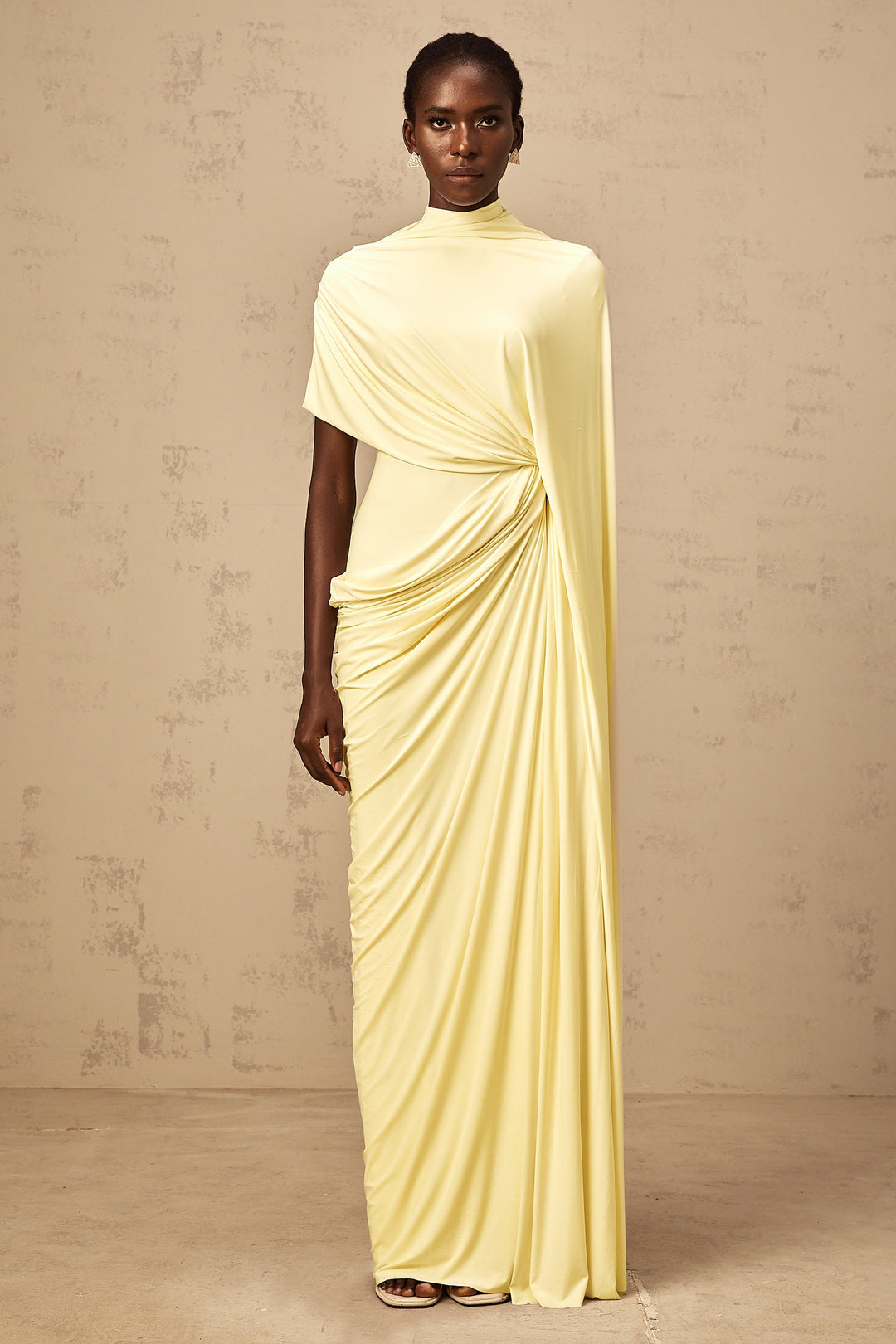Fenolla asymmetrical draped cape &amp; dress matching set - Celestia Couture