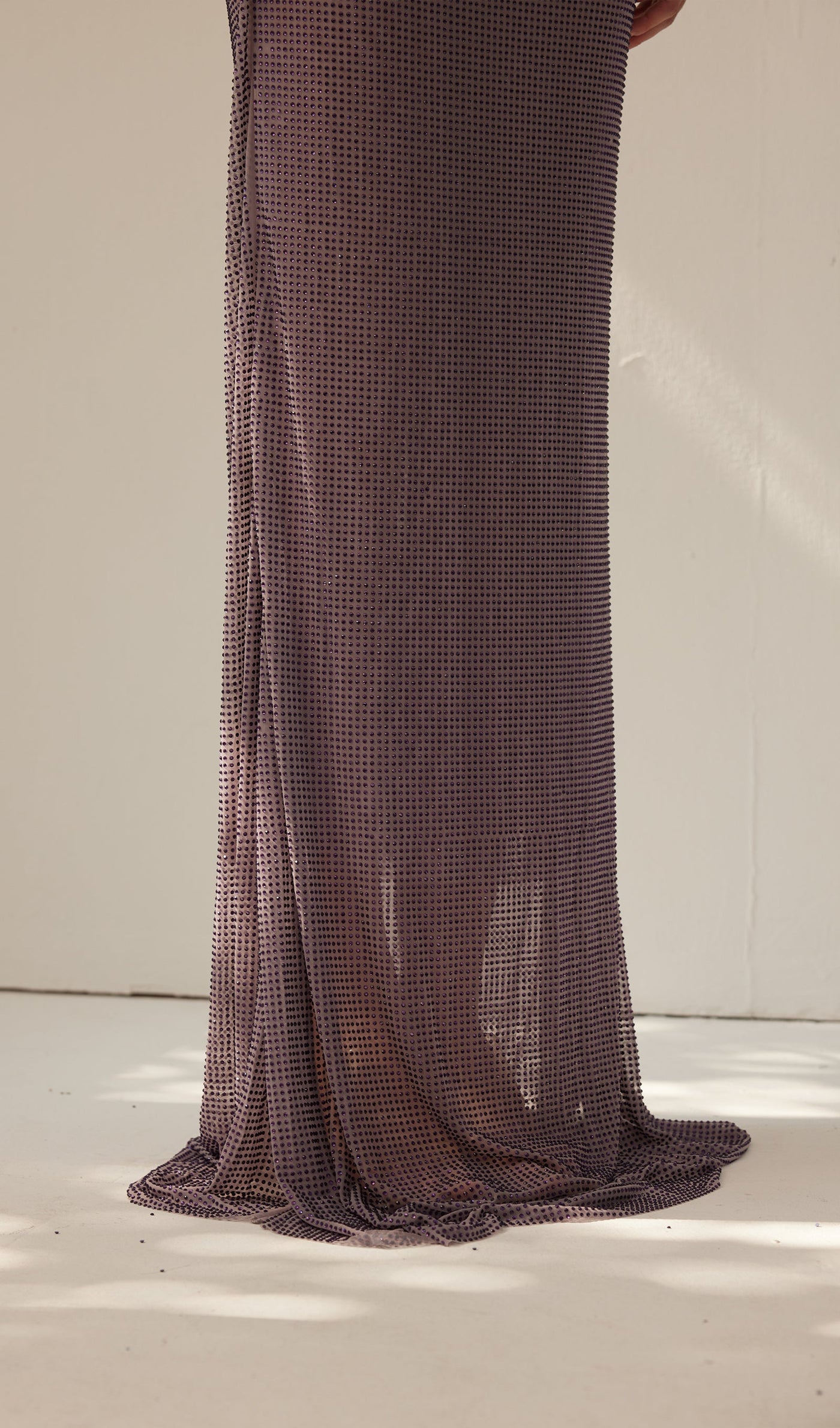 Diamante Off Shoulder Maxi Dress - Gray Purple
