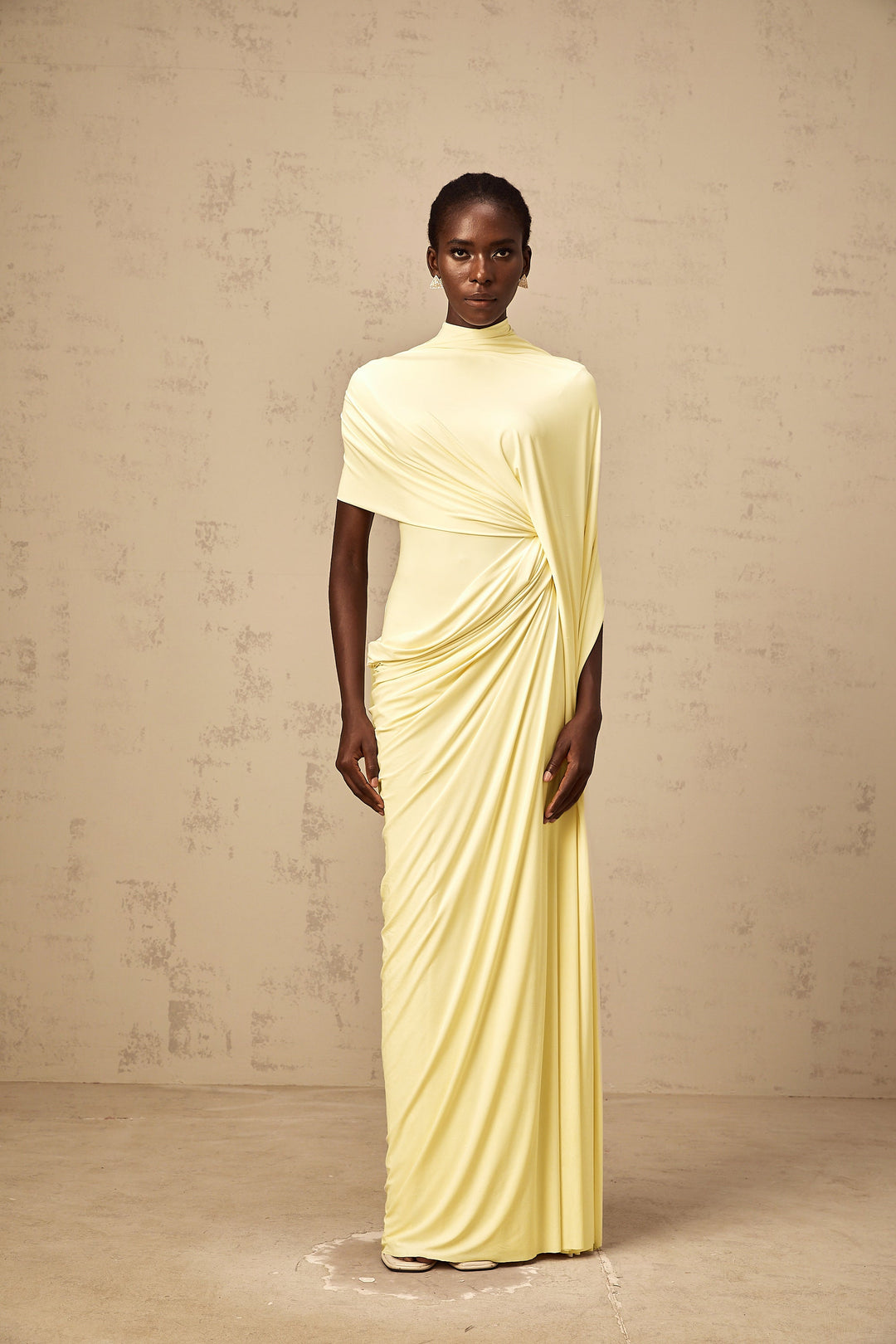 Fenolla asymmetrical draped cape &amp; dress matching set - Celestia Couture