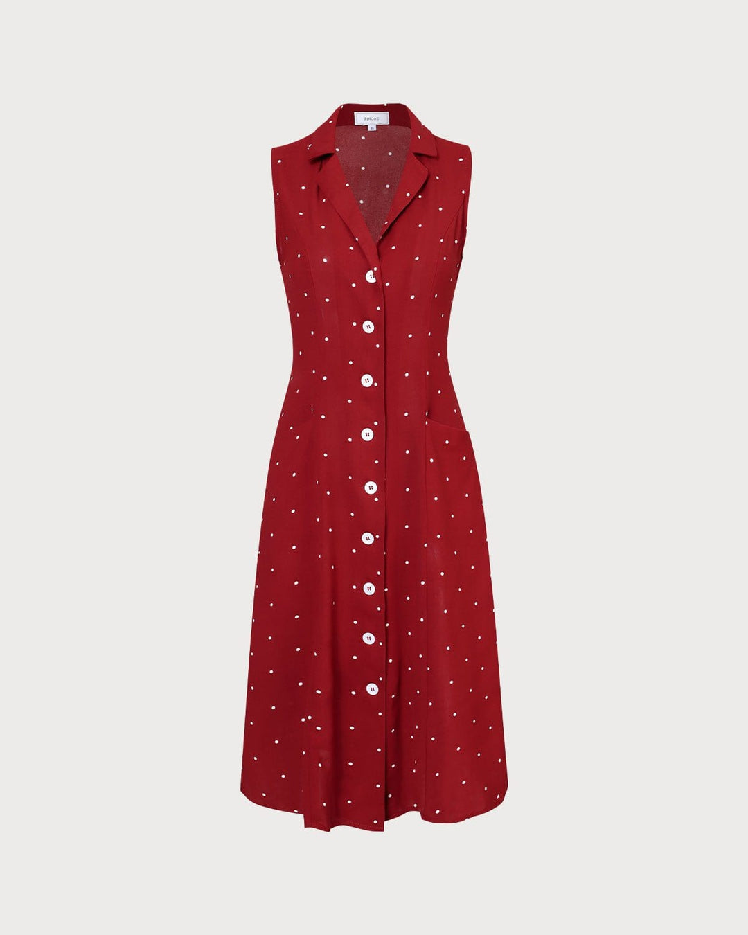 The Red V Neck Polka Dot Tie Back Midi Dress - Celestia Couture