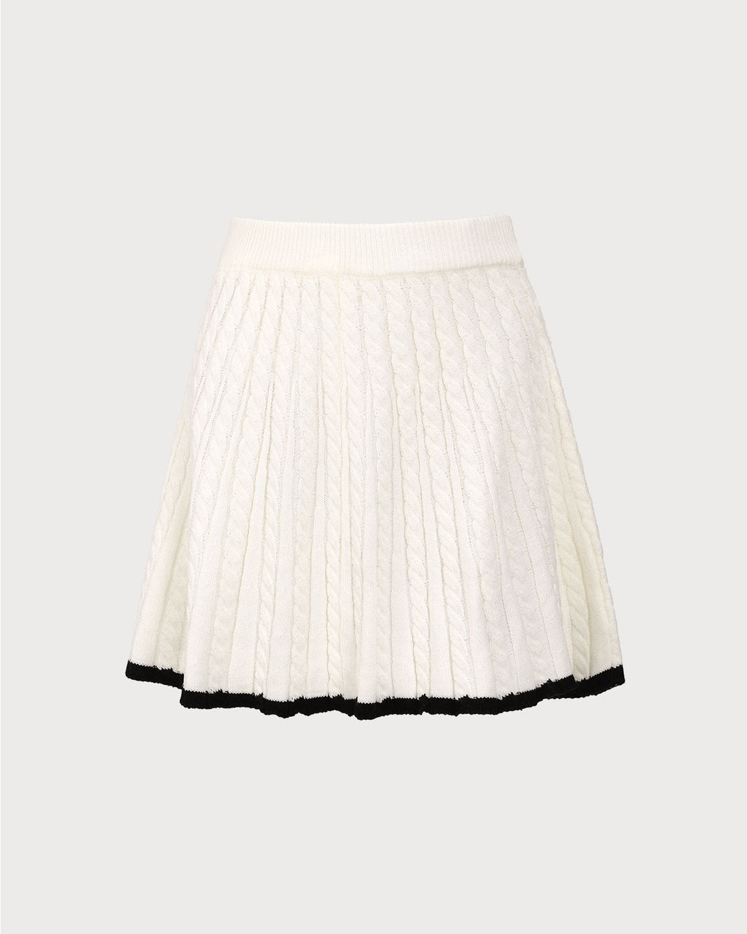 White Contrasting Knitted Mini Skirt - Celestia Couture