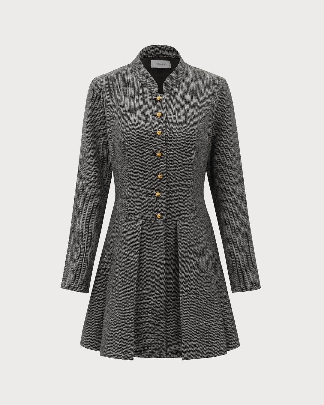 Grey Button Pleated Mini Dress - Celestia Couture