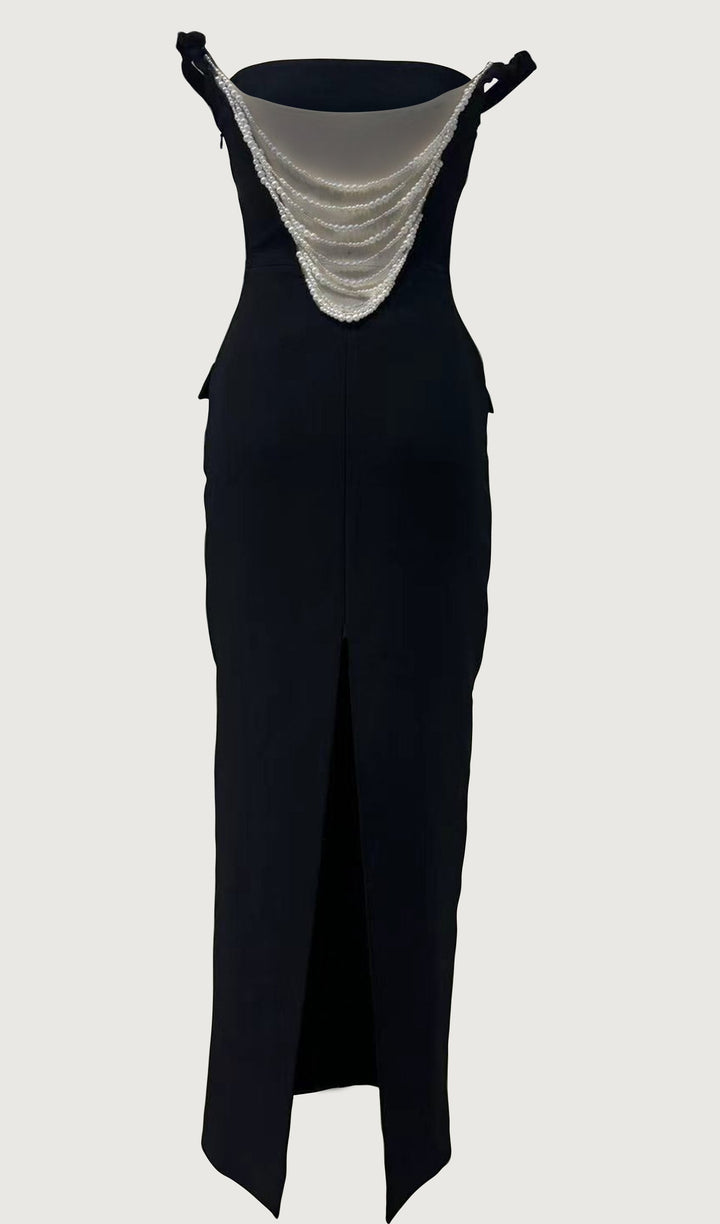 Off Shoulder Open Back Midi Dress - Celestia Couture