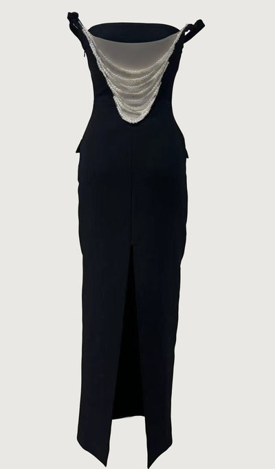 Off Shoulder Open Back Midi Dress