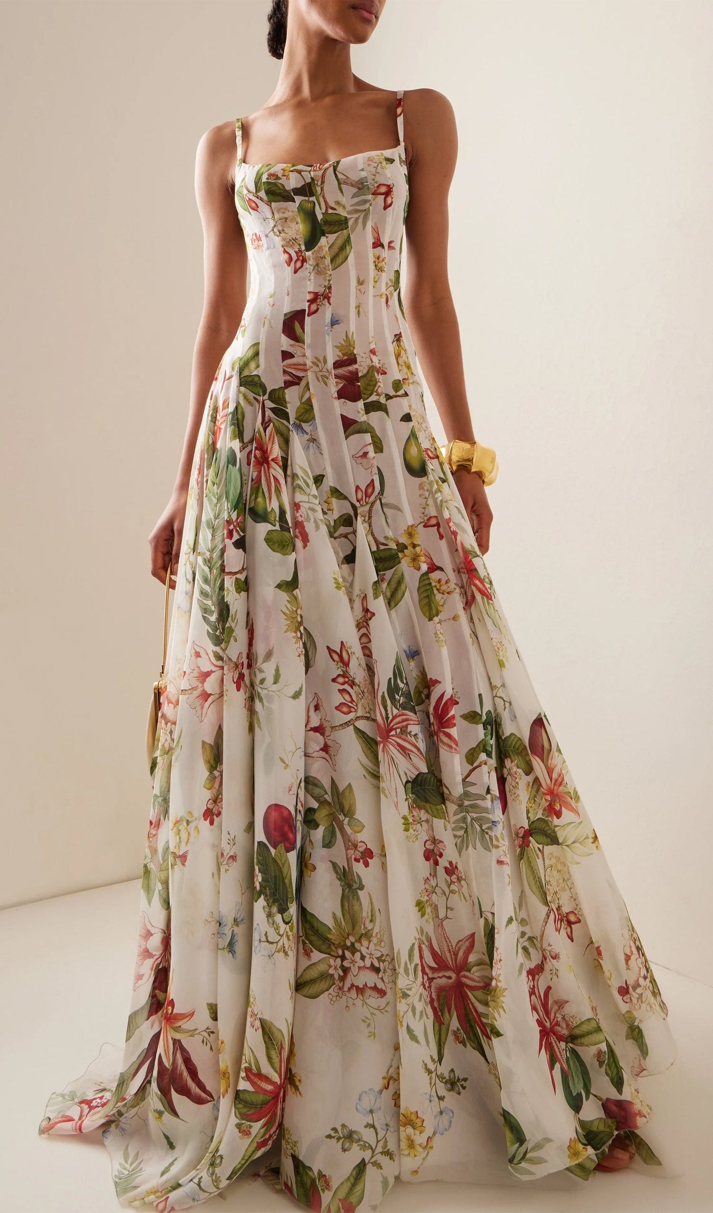 Floral Ruched Floral And Fauna Maxi Dress