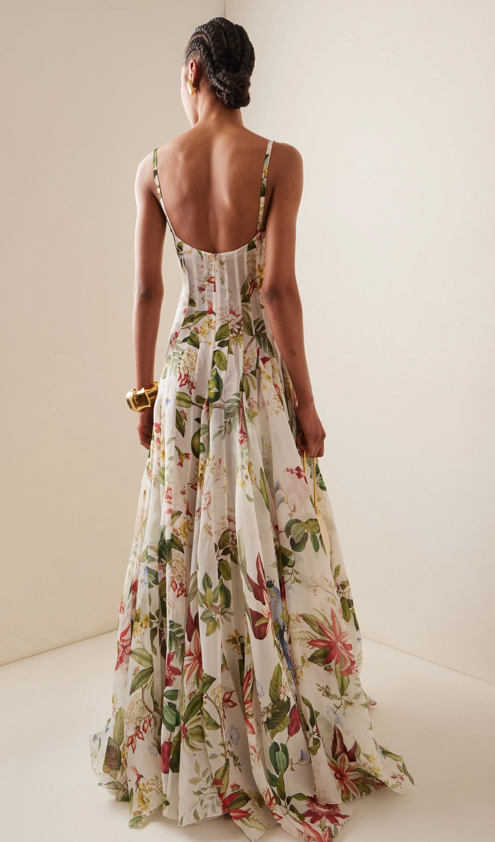 Floral Ruched Floral And Fauna Maxi Dress