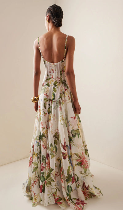 Floral Ruched Floral And Fauna Maxi Dress