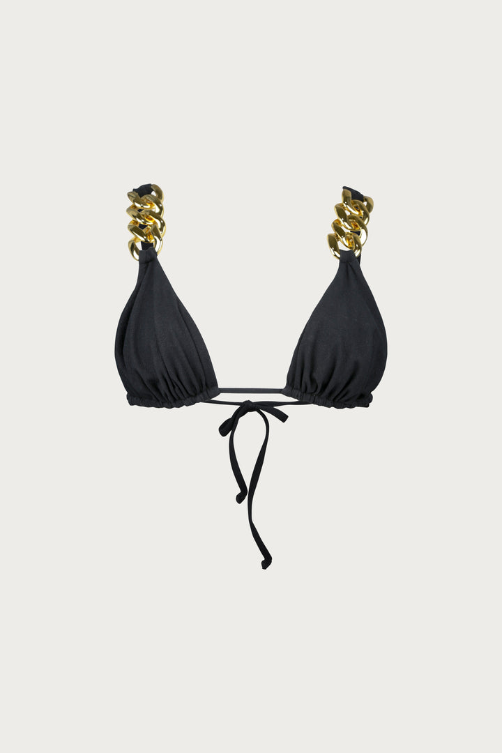 Gold Chain Triangle (Faux Suede Black) - Celestia Couture
