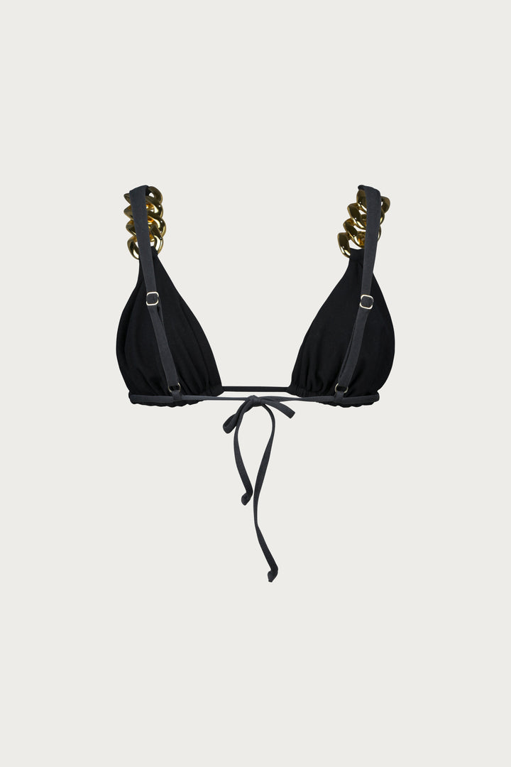 Gold Chain Triangle (Faux Suede Black) - Celestia Couture