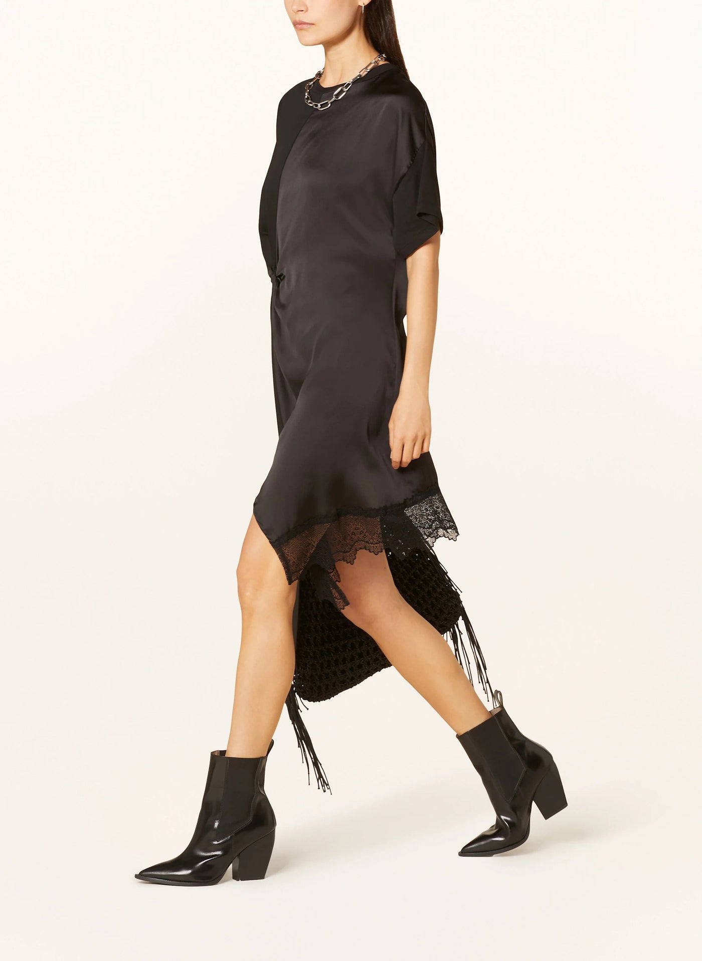 Black Twist Lace Mini Dress
