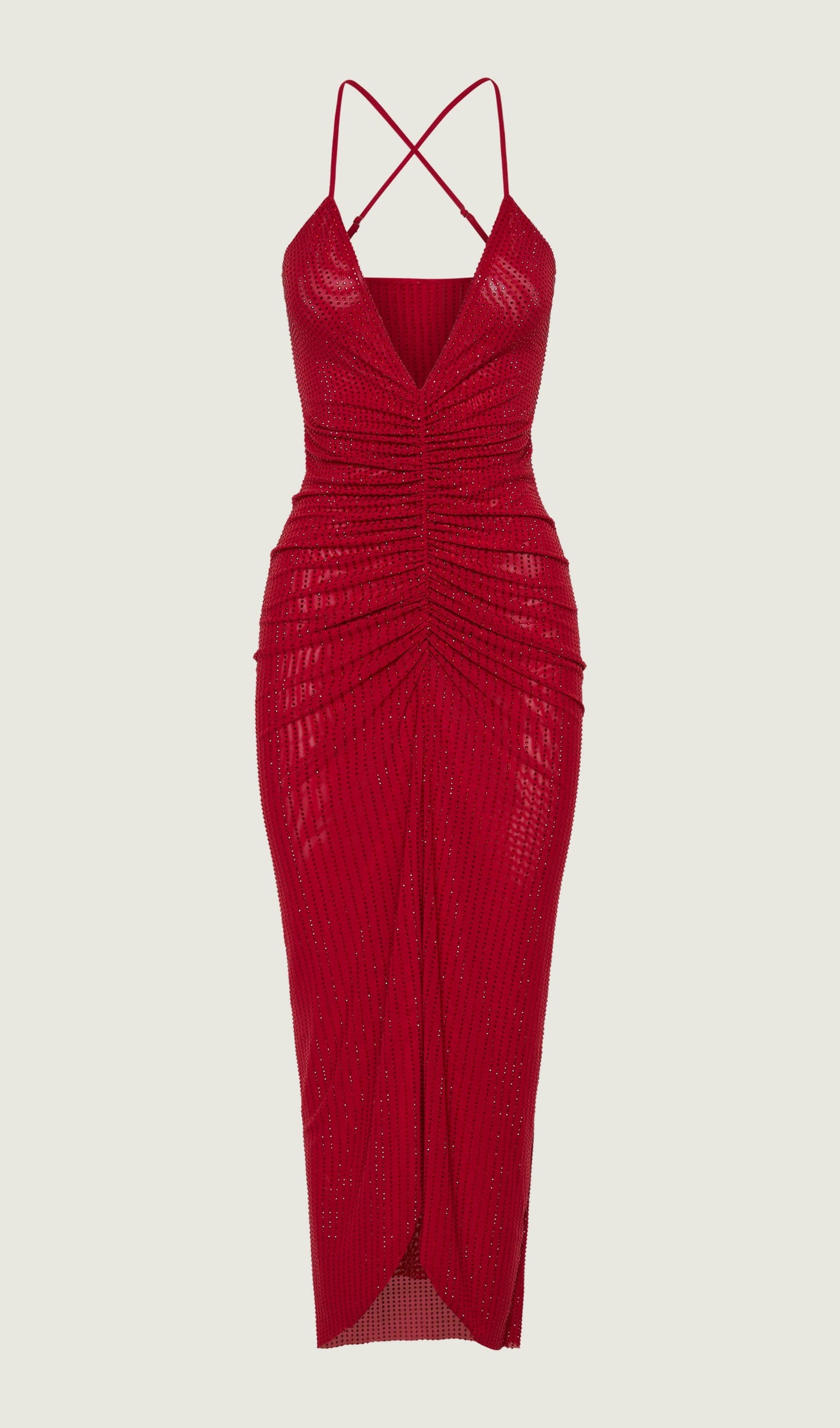 Diamante Ruched Midi Dress
