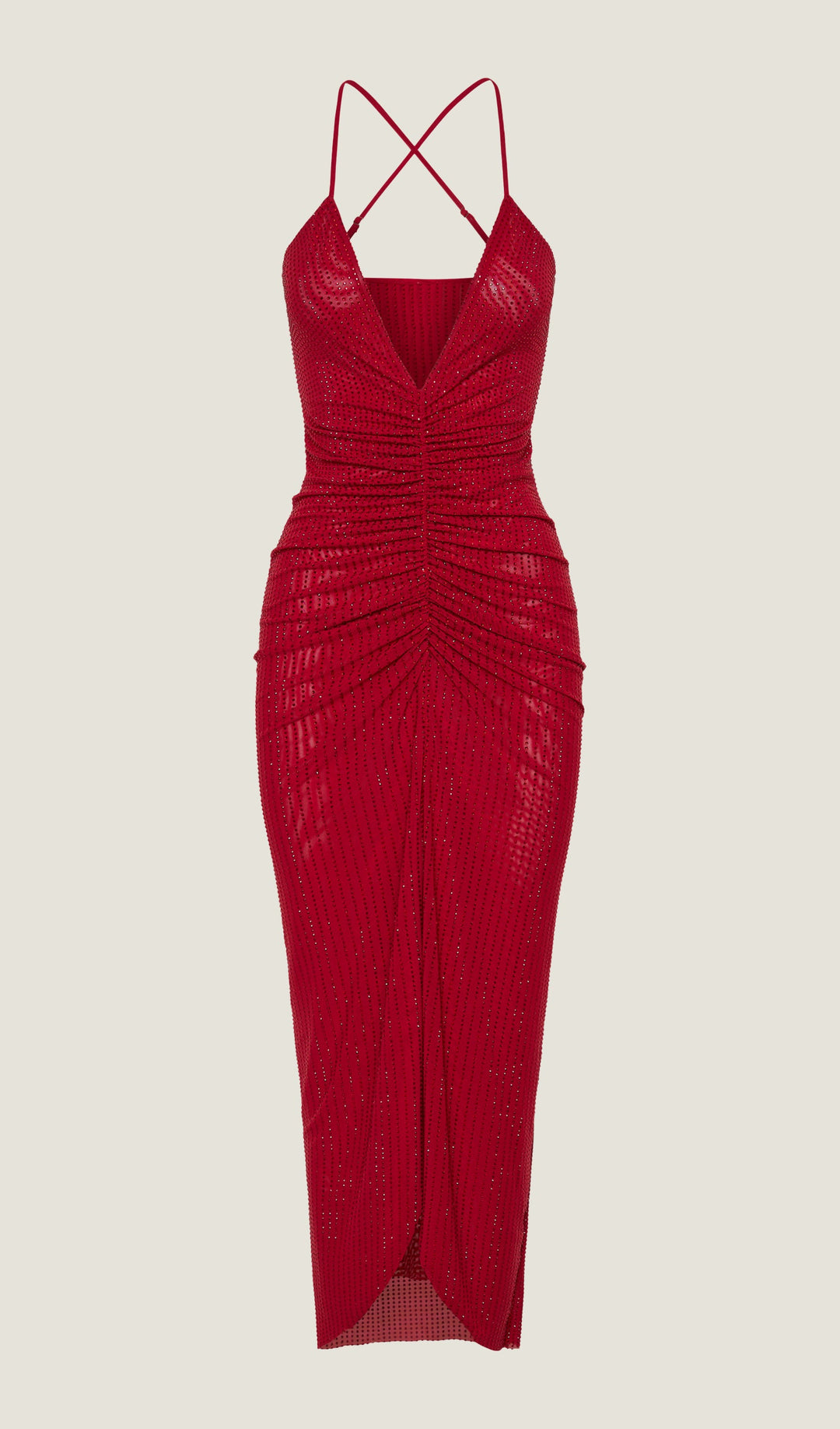 Diamante Ruched Midi Dress - Celestia Couture