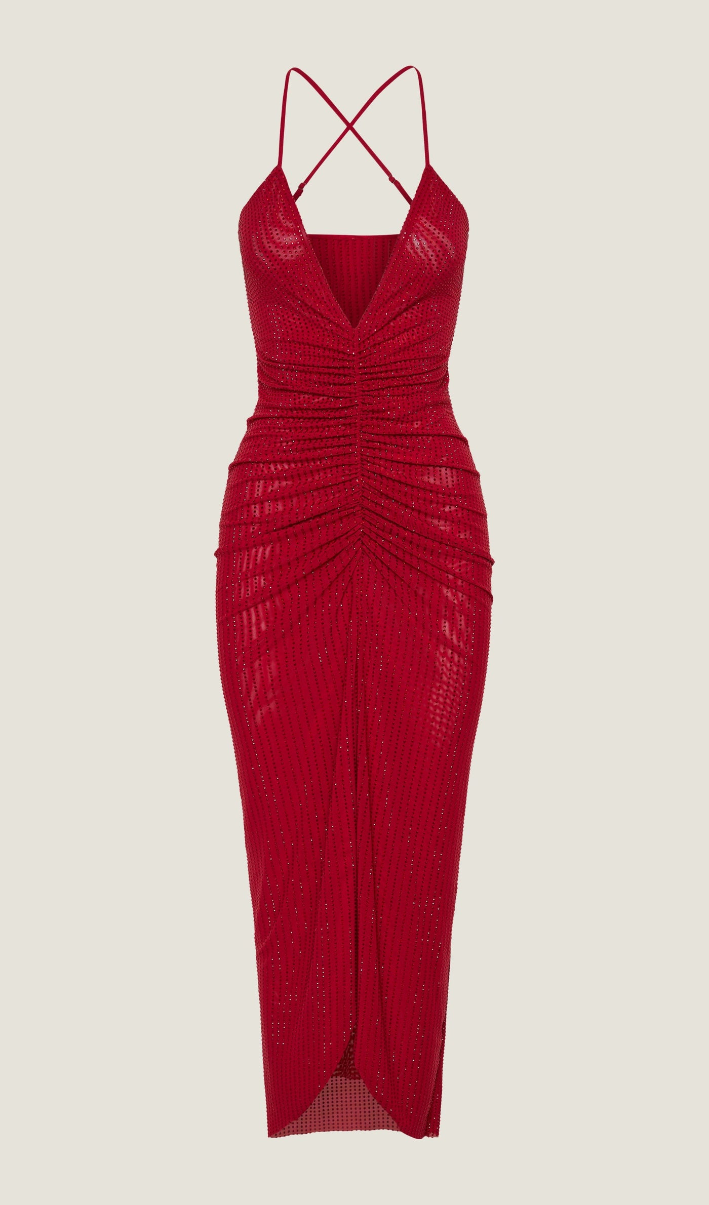 Diamante Ruched Midi Dress