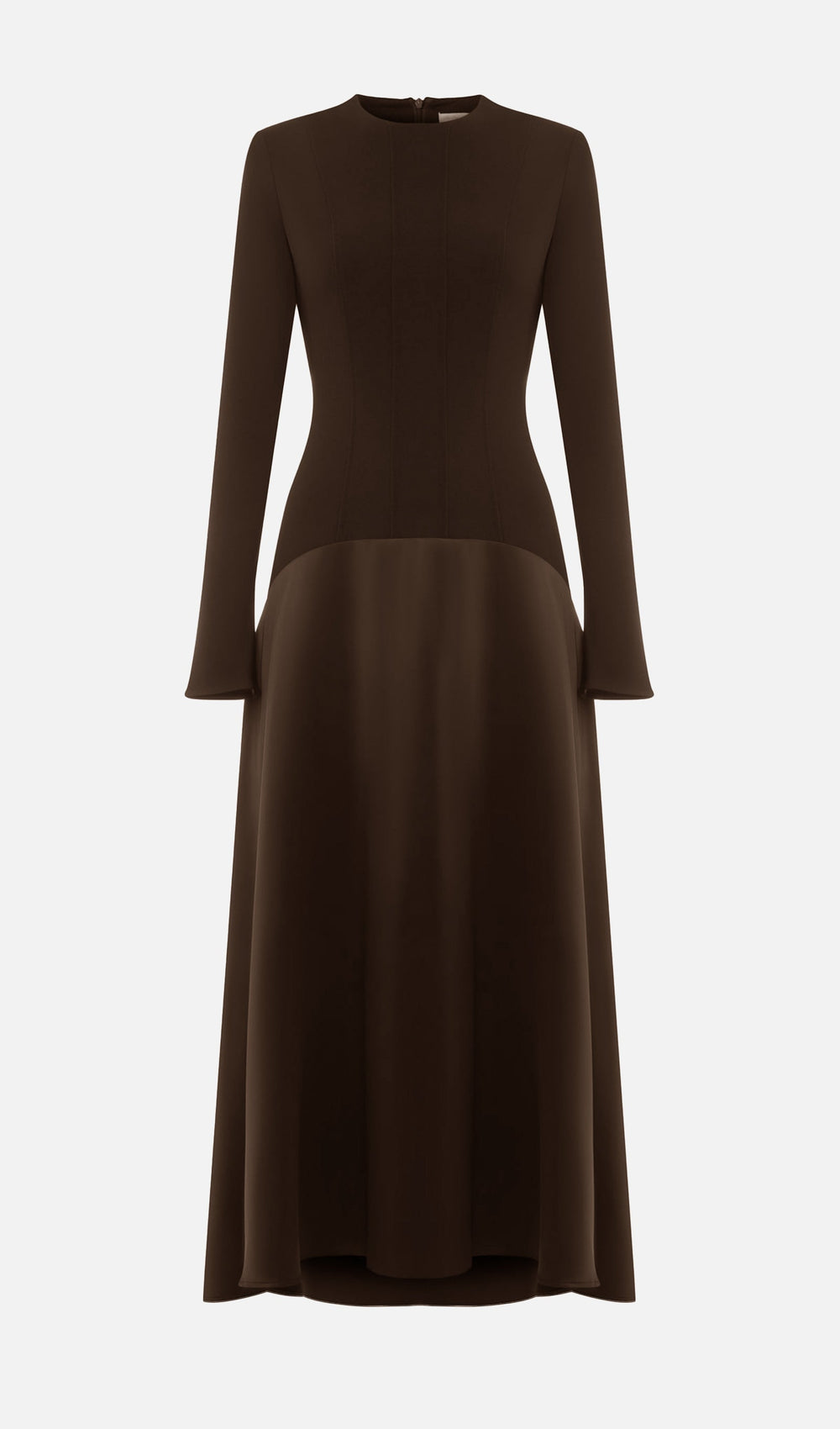 Knitted Satin Maxi Dress -Coffee - Celestia Couture