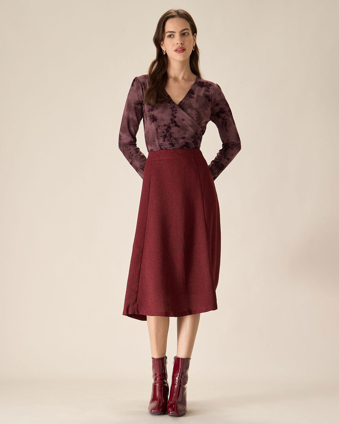 Purple Floral Ruched Wrap Tee - Celestia Couture