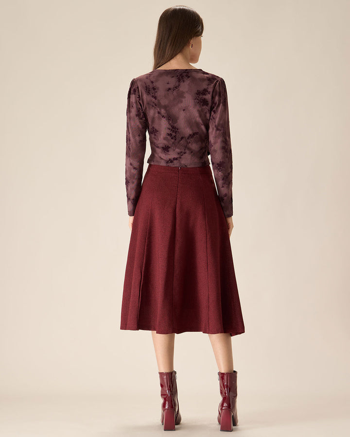 Purple Floral Ruched Wrap Tee - Celestia Couture