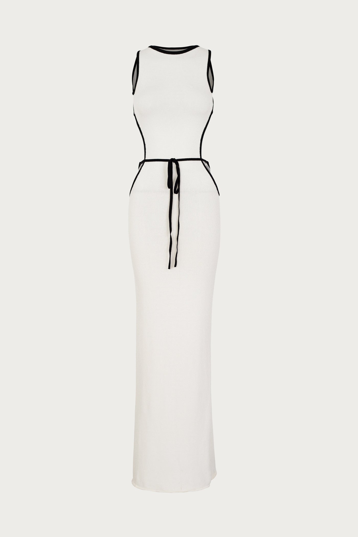 Tie Maxi Dress (Cream/Black) - Celestial Couture
