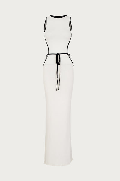 Tie Maxi Dress (Cream/Black) - Celestial Couture