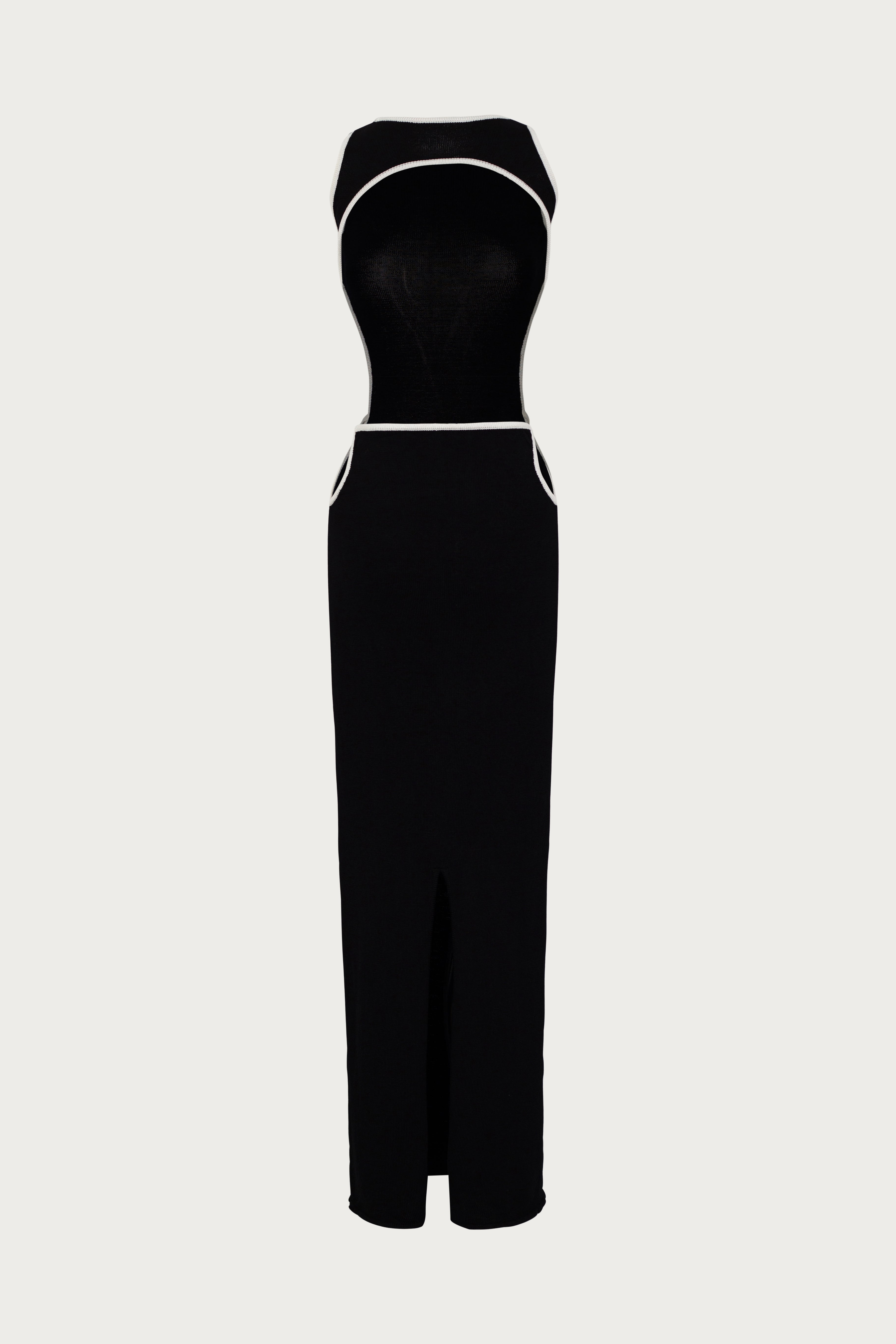 Tie Maxi Dress (Black/Cream) - Celestial Couture