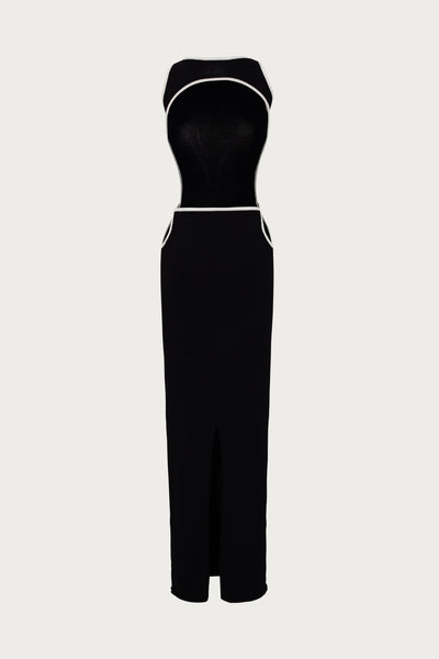 Tie Maxi Dress (Black/Cream) - Celestial Couture
