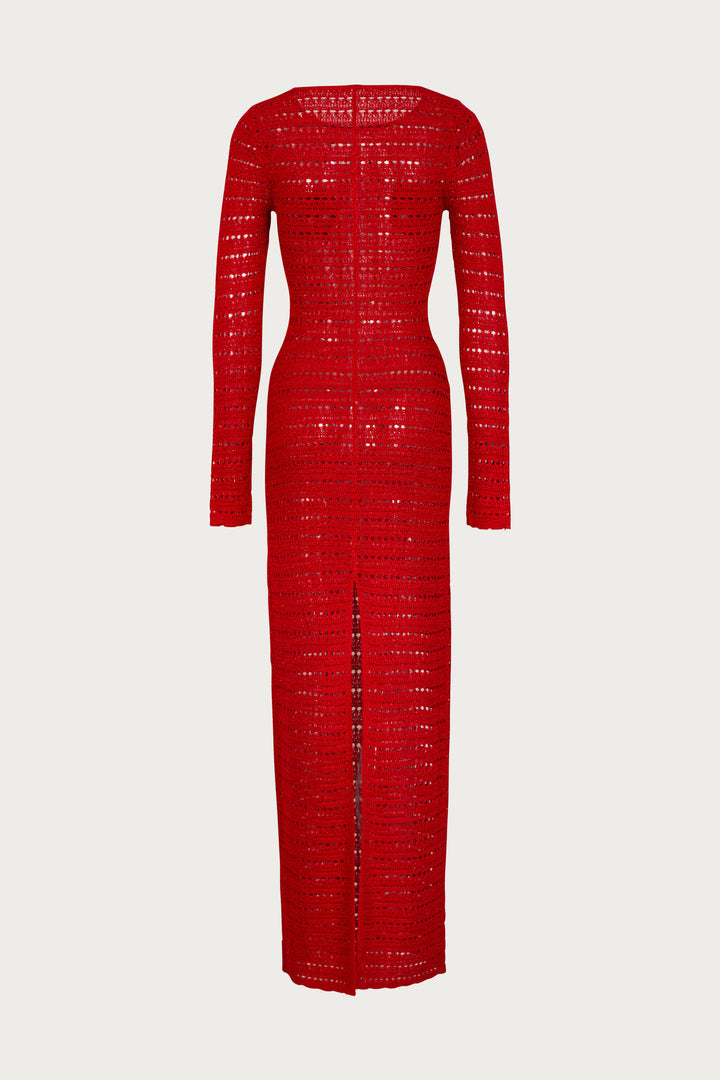 Rosette Crochet Dress (Red) - Celestia Couture