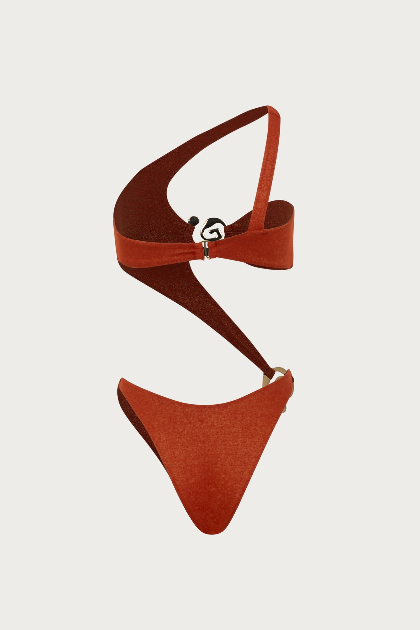 Spiral One Shoulder One Piece (Rust Shimmer) - Celestial Couture