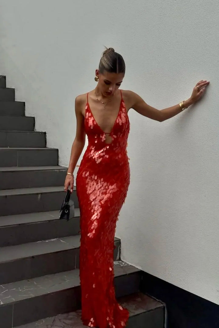 Kailani | Sequin Maxi Long Dress - Celestia Couture