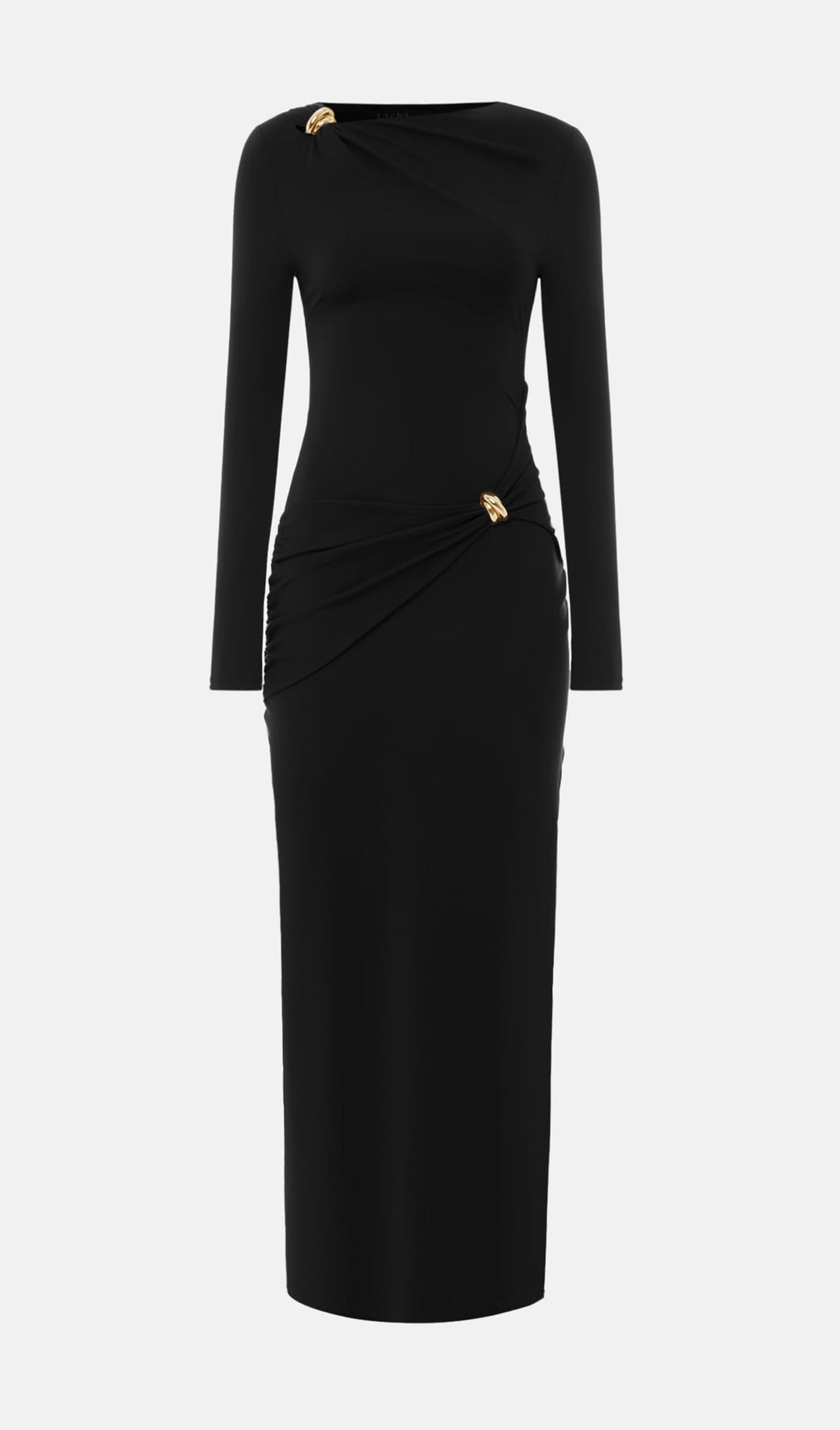 Jersey Seductive Fitted Maxi Dress-Black