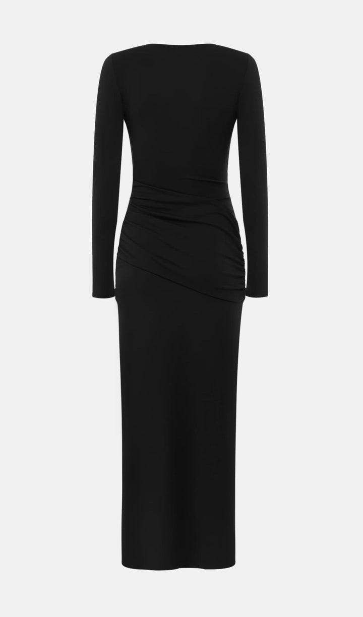Jersey Seductive Fitted Maxi Dress-Black - Celestia Couture