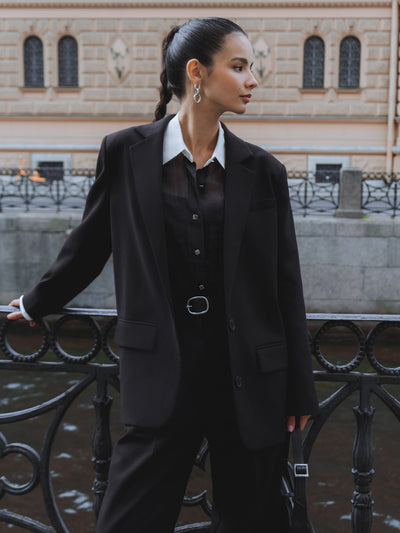 MONA  Black Single-Breasted Suit Jacket