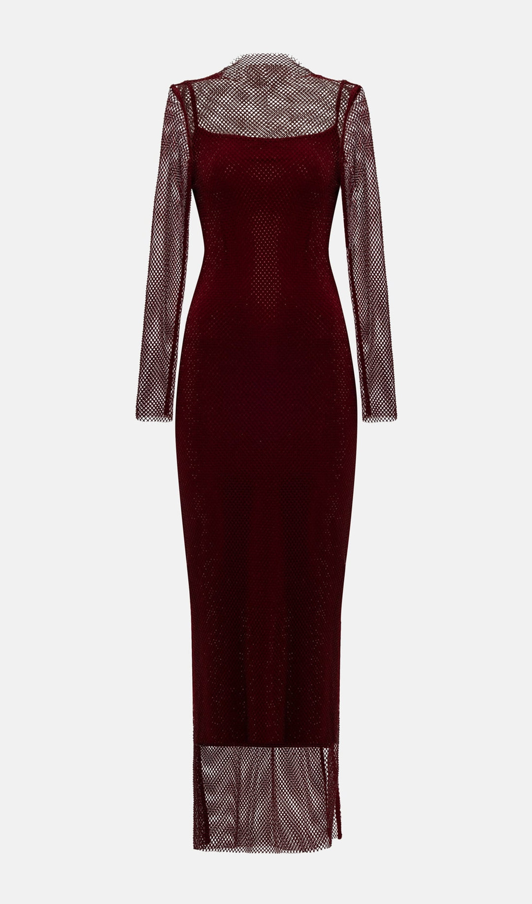 Mesh With Monochrome Lining Maxi Dress - Celestia Couture