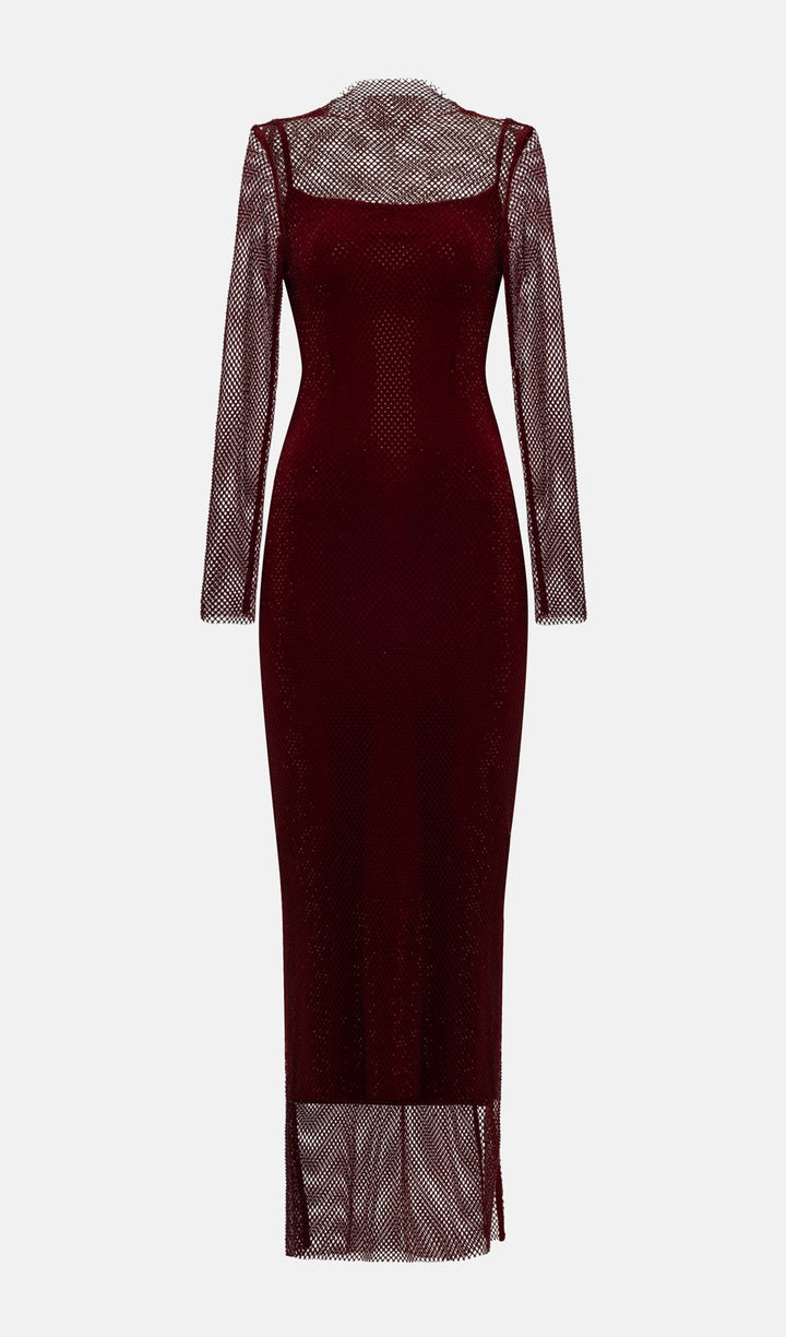Mesh With Monochrome Lining Maxi Dress - Celestia Couture