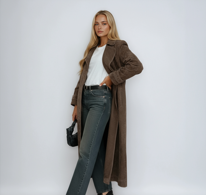 Emery Faux Suede Trench Coat