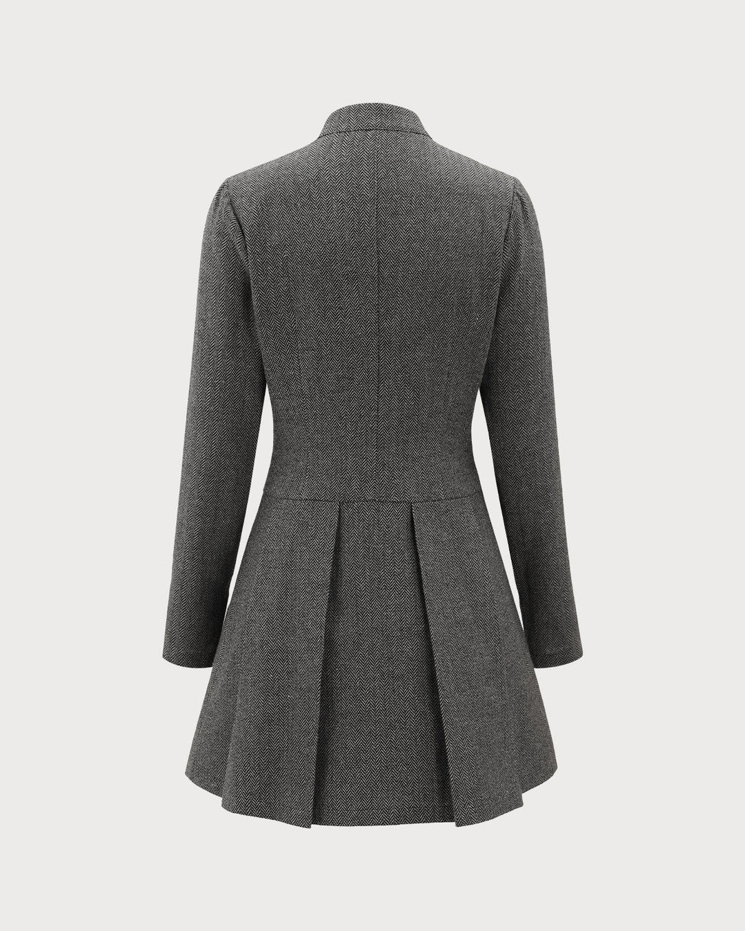 Grey Button Pleated Mini Dress - Celestia Couture
