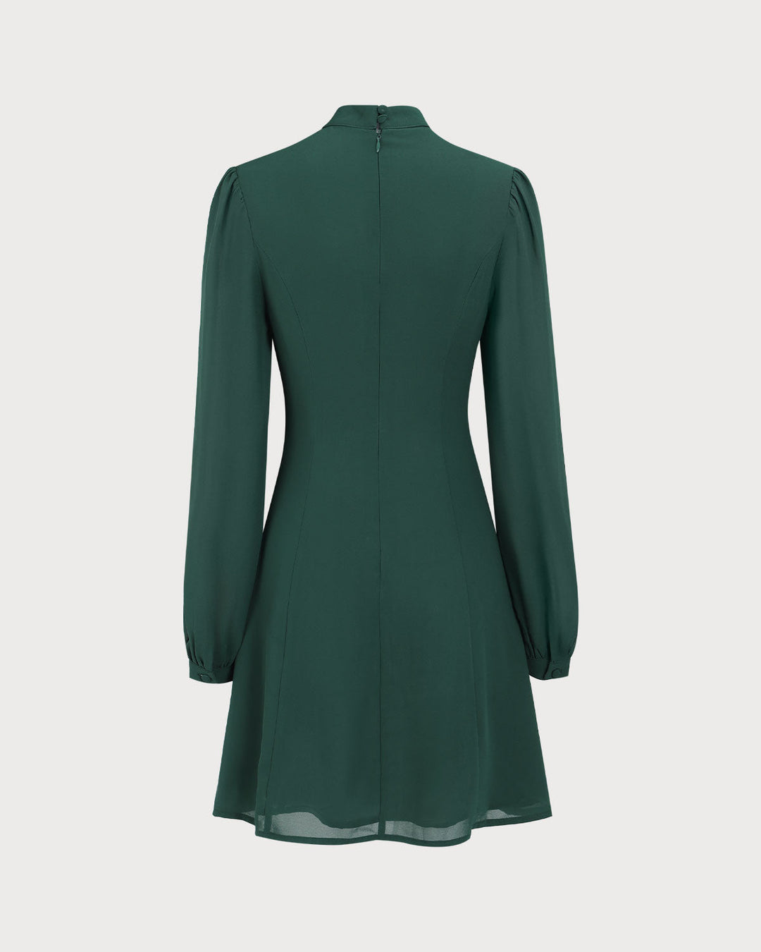 The Green Stand Collar Sheer Slit Mini Dress - Celestia Couture