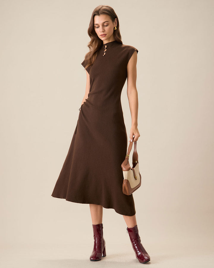 Coffee Bodycon Reversible Sweater Dress - Celestia Couture