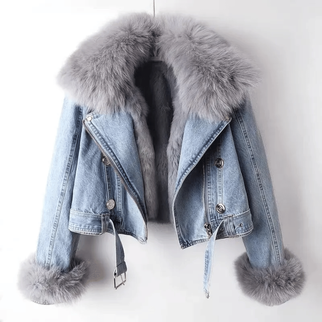Mona Urban Elegance Denim &amp; Fur Jacket