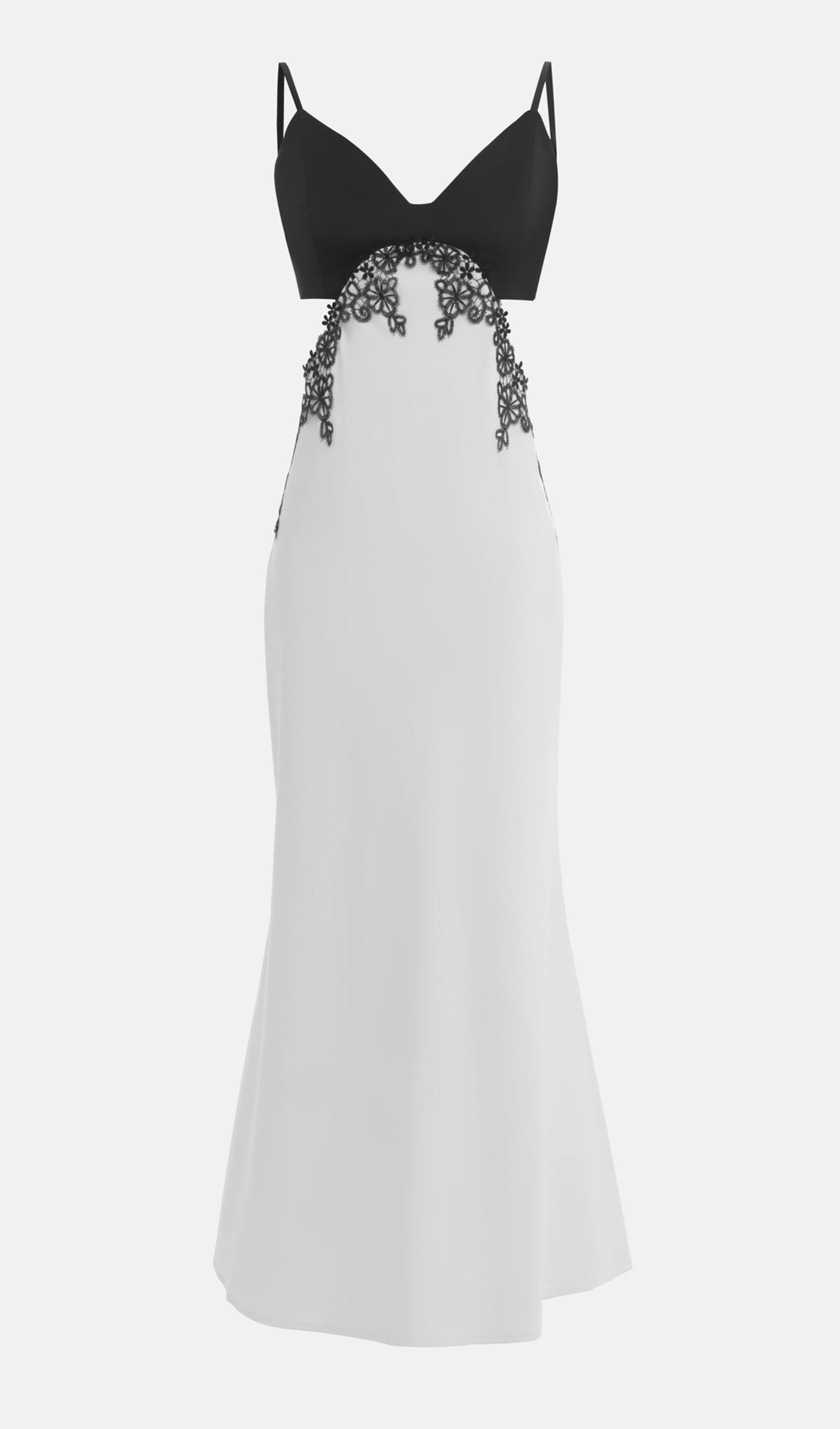 Cut Out And Contrast Lace Insert Midi Dress