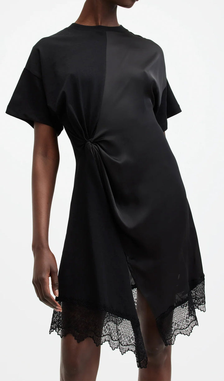 Black Twist Lace Mini Dress - Celestia Couture