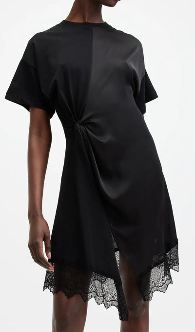 Black Twist Lace Mini Dress