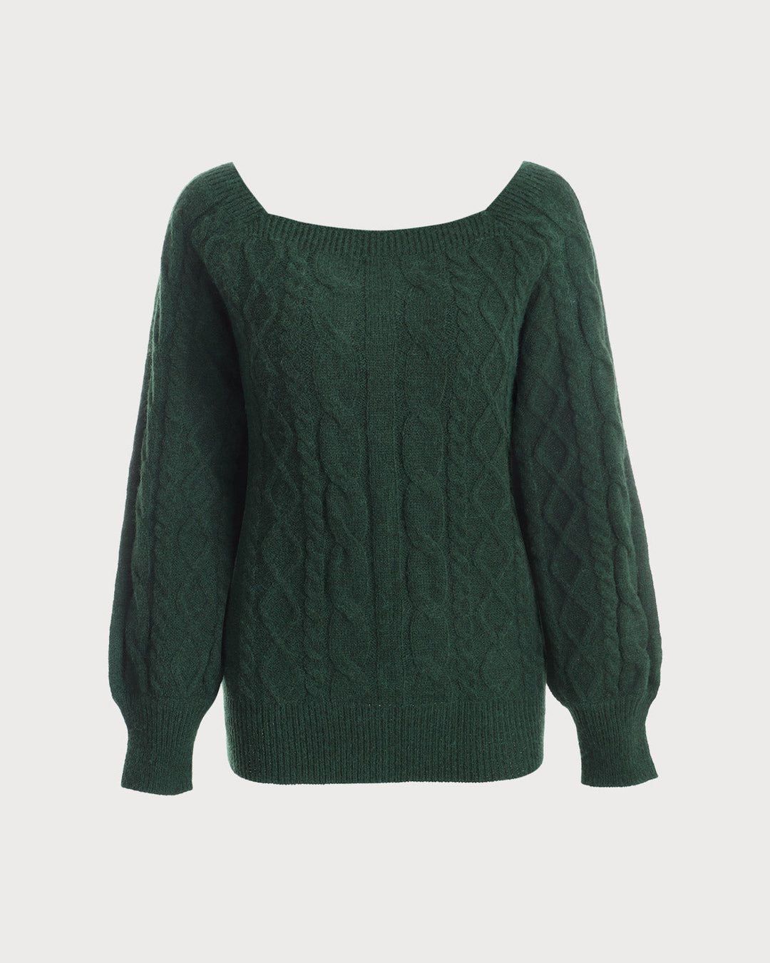 Green Romance Cable Knit Crew Sweater - Celestia Couture