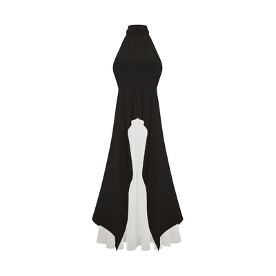 Inés halterneck layered long dress