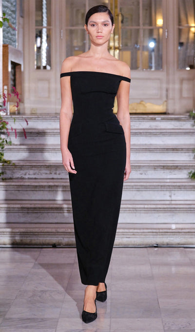 Off Shoulder Open Back Midi Dress