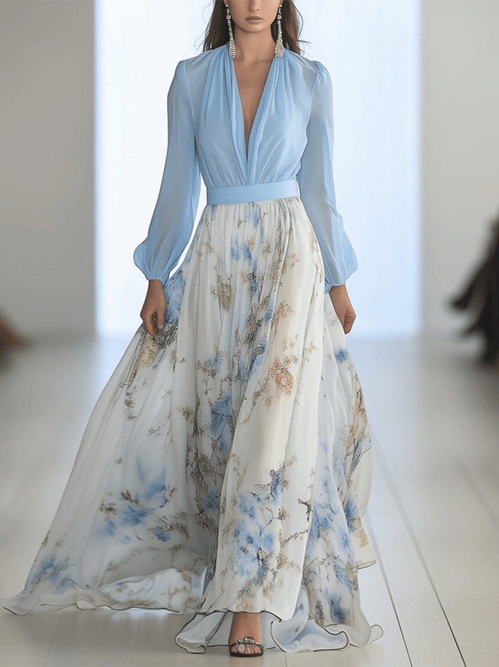 Flora Long Dress with Floral Print