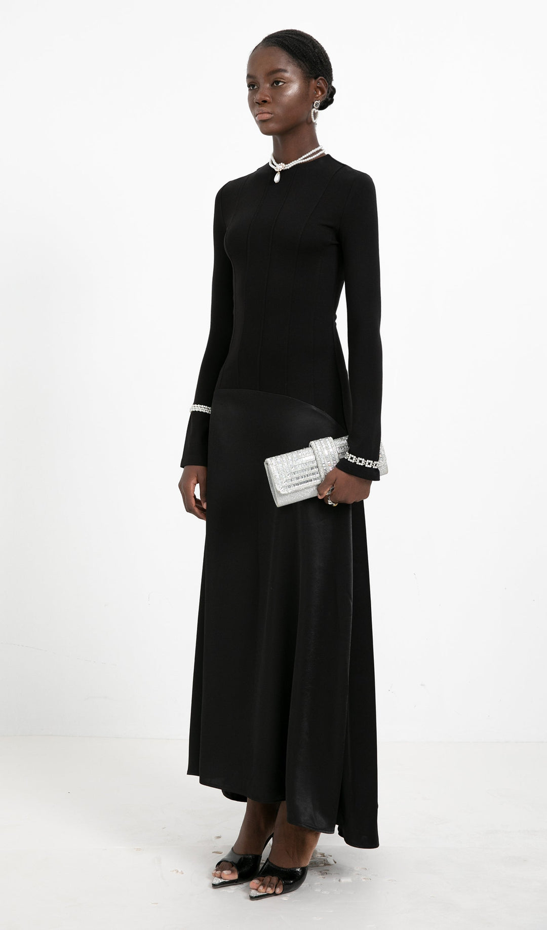 Trendy Knitted Satin Maxi Dress - Celestia Couture