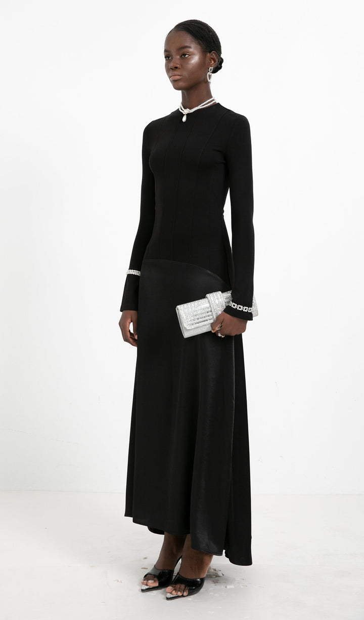 Trendy Knitted Satin Maxi Dress - Celestia Couture