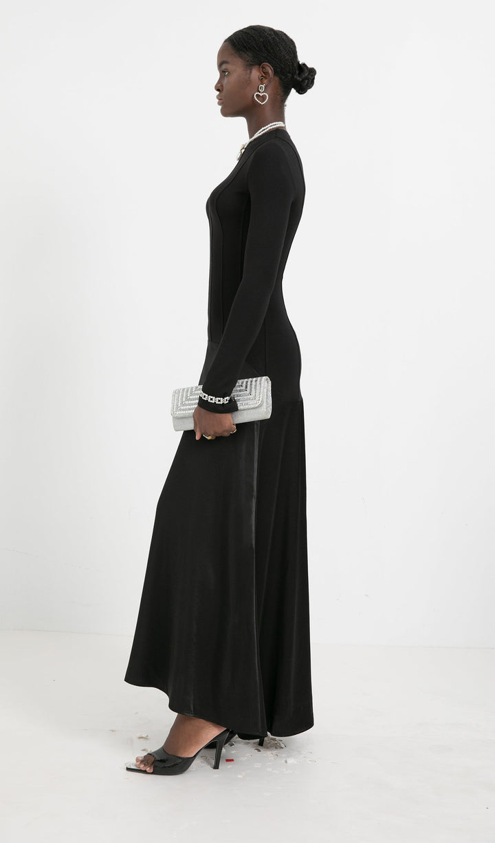 Trendy Knitted Satin Maxi Dress - Celestia Couture